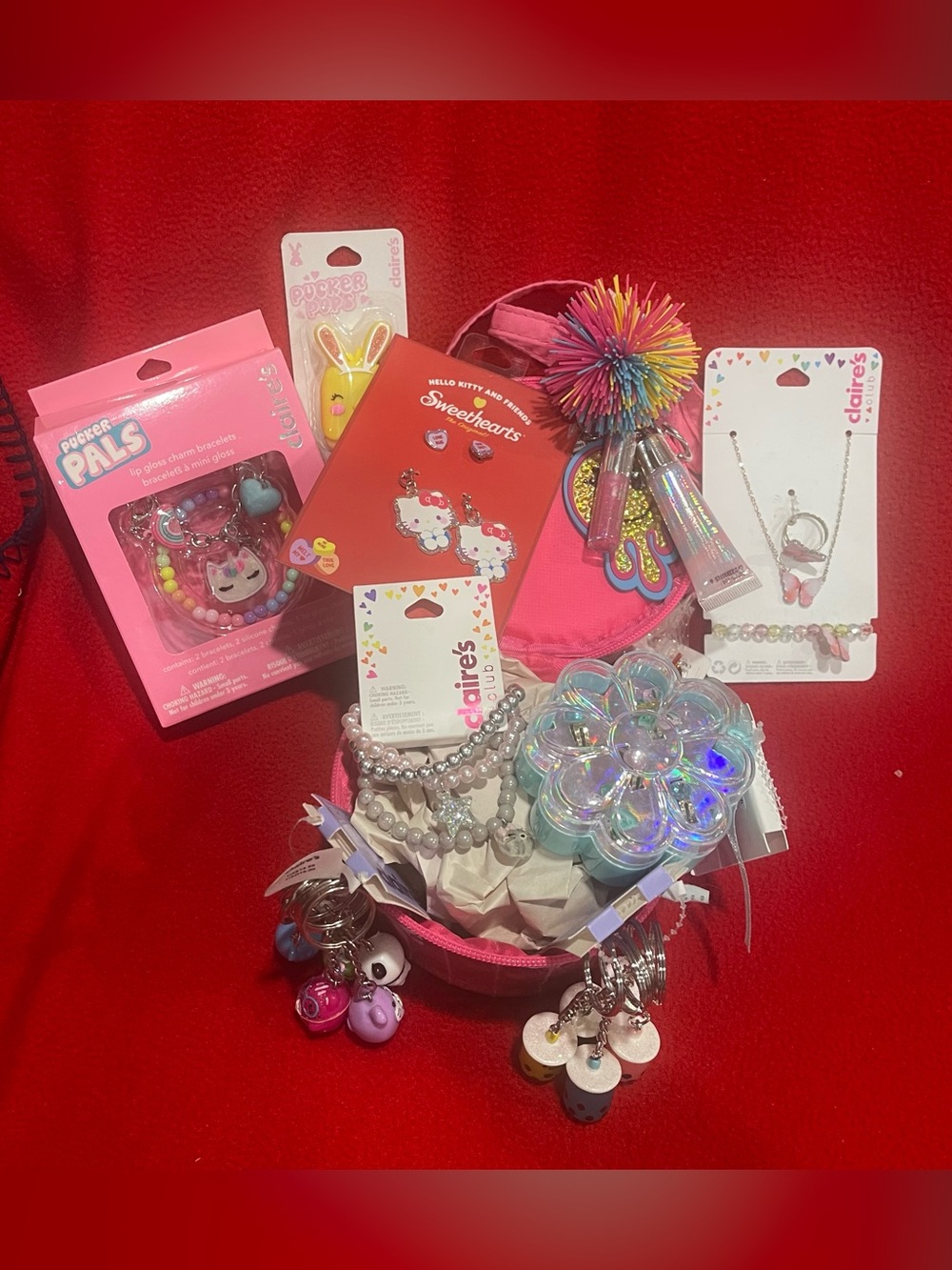 Claire's Pastel Pink Kids Accessory Gift Bundle with Cupcake Bag